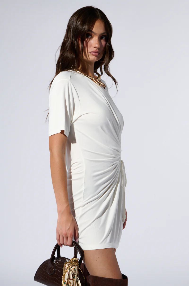 KIRBY RUCHED TSHIRT MINI DRESS WITH CUTOUT - Image 6