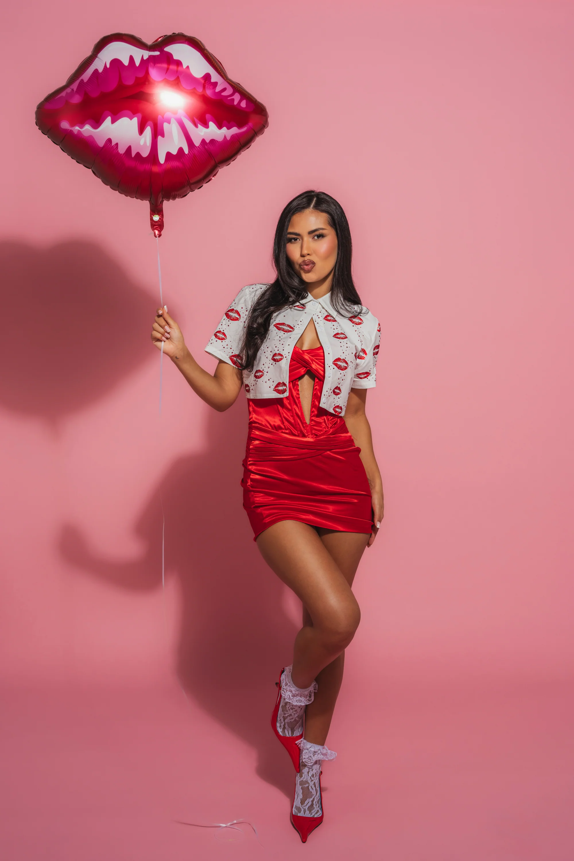 KISS KISS RHINESTONE CROPPED BUTTON DOWN - Image 4