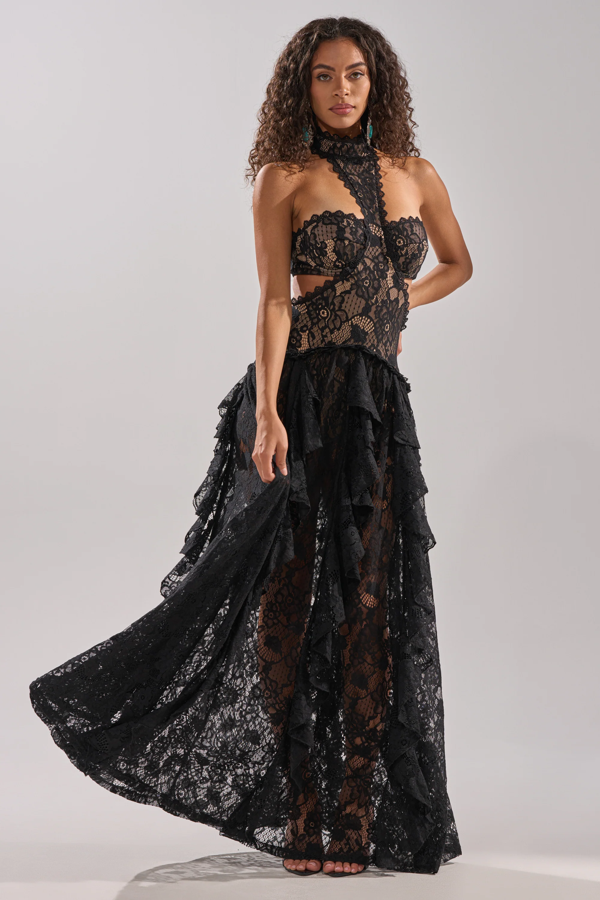 KYLA LACE MAXI DRESS IN BLACK - Image 2