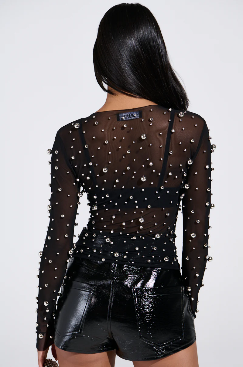 KYLIE METAL ORB LONG SLEEVE TOP - Image 4