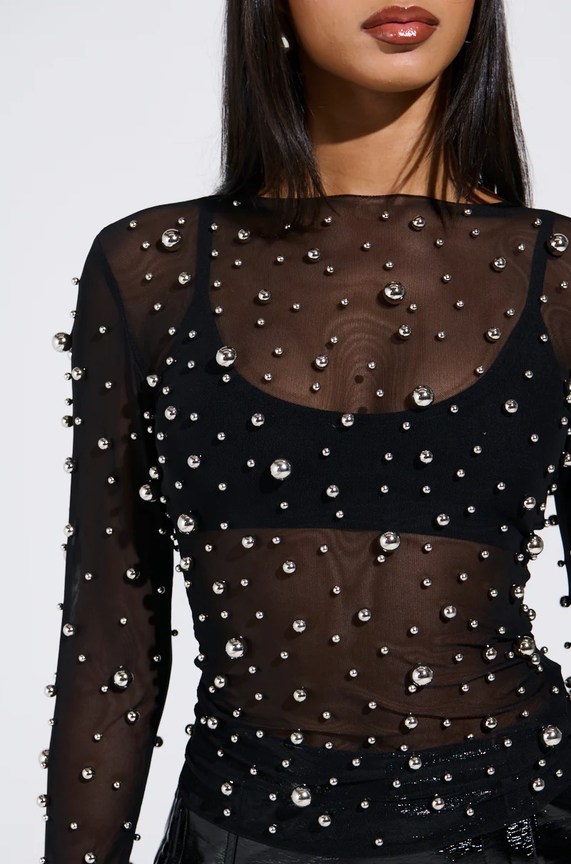 KYLIE METAL ORB LONG SLEEVE TOP - Image 7