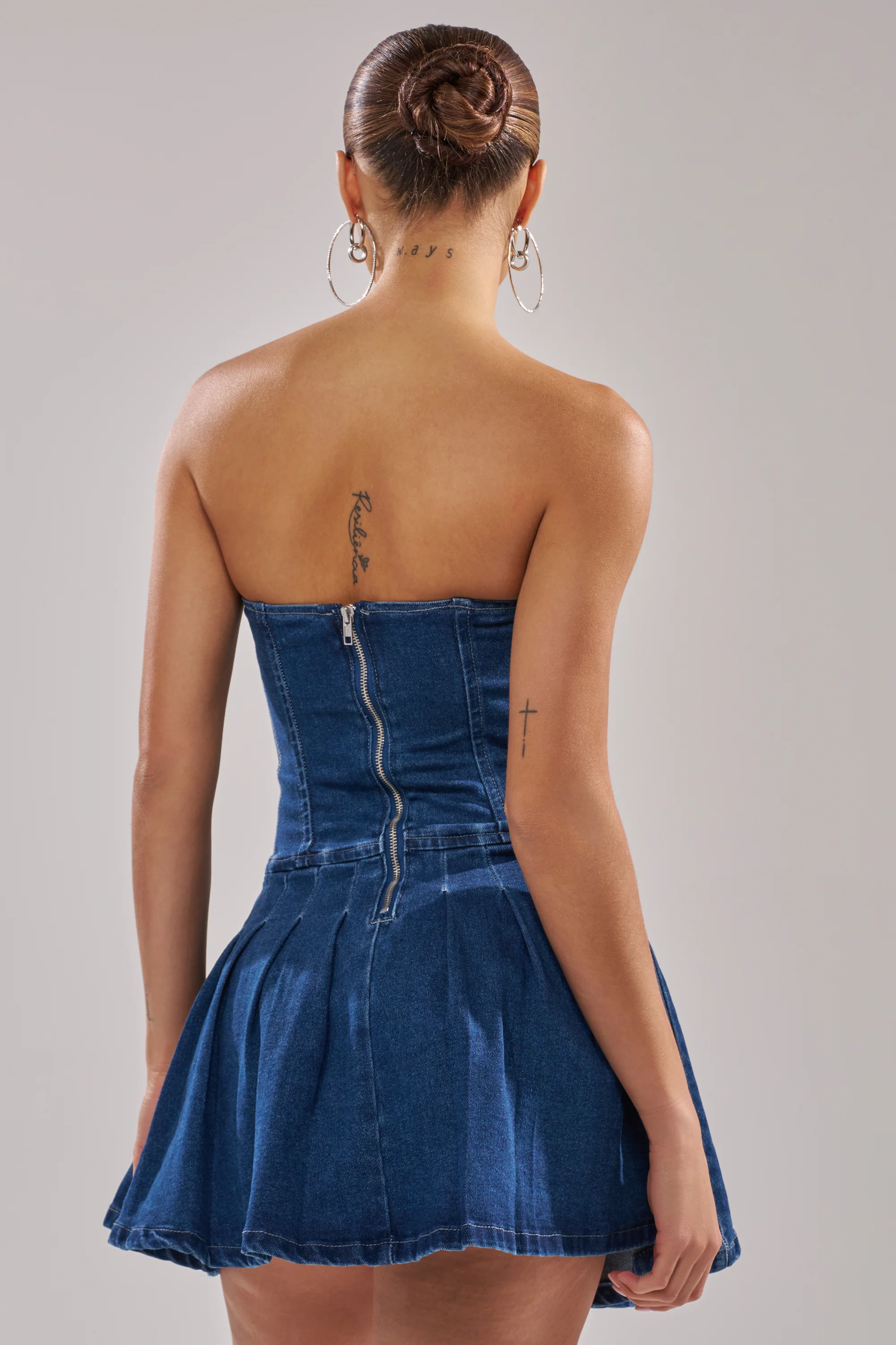LACE ME UP DENIM MINI DRESS - Image 5