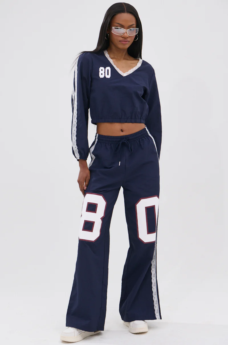 LACE TRIM NYLON CROPPED SWEATSHIRT - Image 6