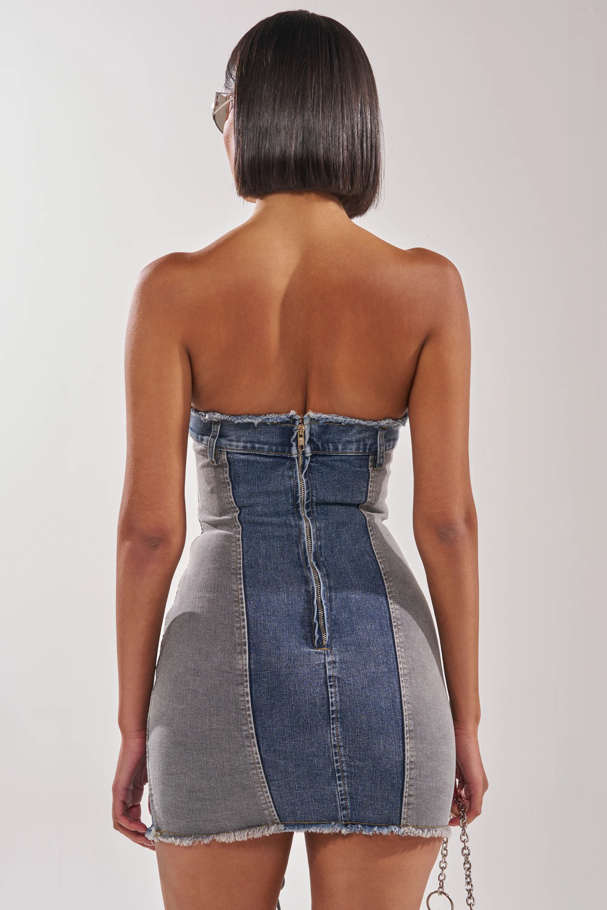 LACED UP MINI DENIM DRESS - Image 7