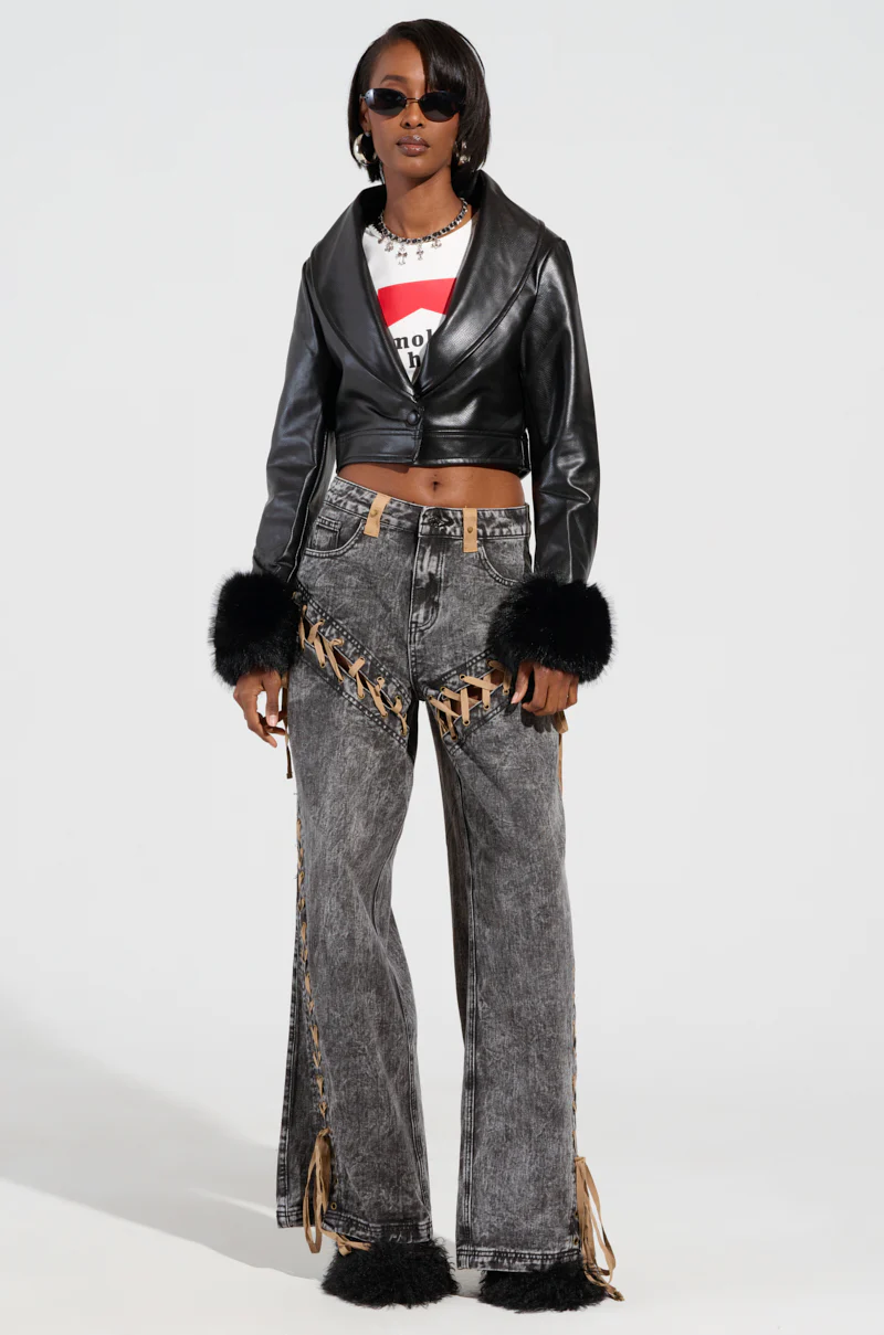 LACED WITH STYLE LACE UP DENIM JEANS - Image 6