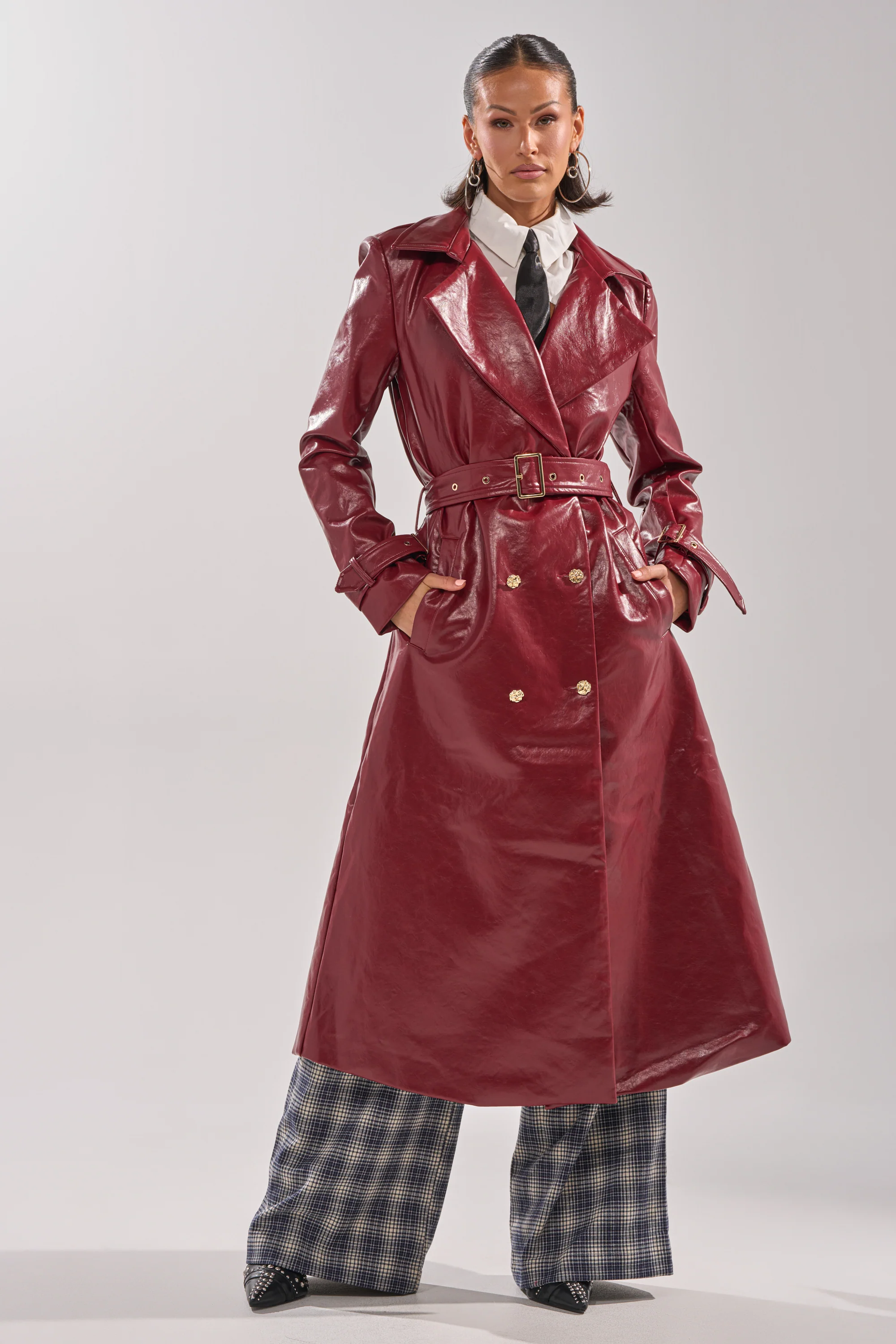 LADY DANGER FAUX LEATHER TRENCH - Image 7