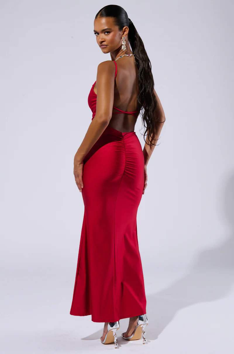 LADY IN RED COWL NECK MIDI DRESS - Image 2
