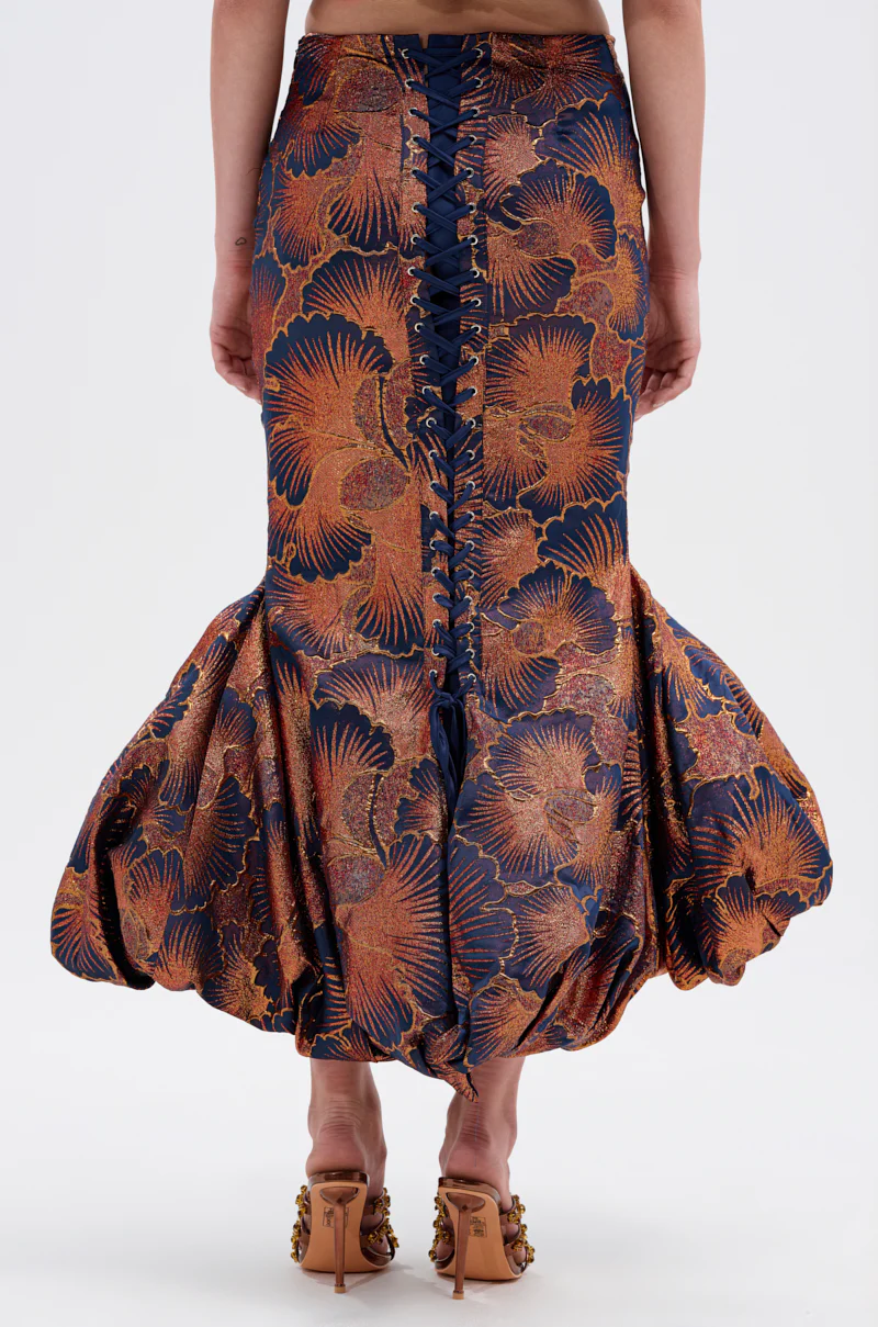 LADY LUX BROCADE BUBBLE HEM MIDI SKIRT - Image 4