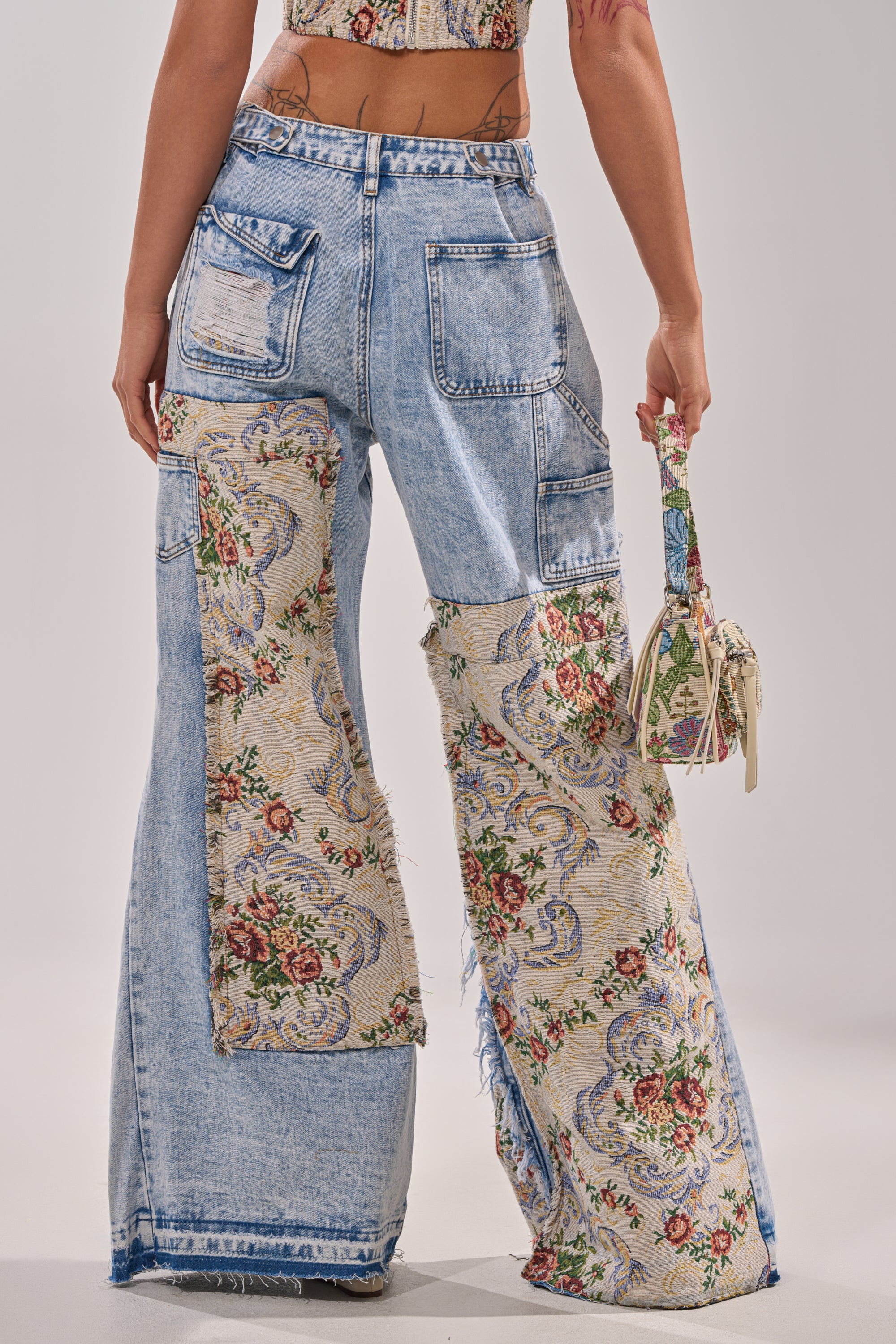LANA DISTRESSED JEANS WITH JACQUARD DETAIL - Image 5