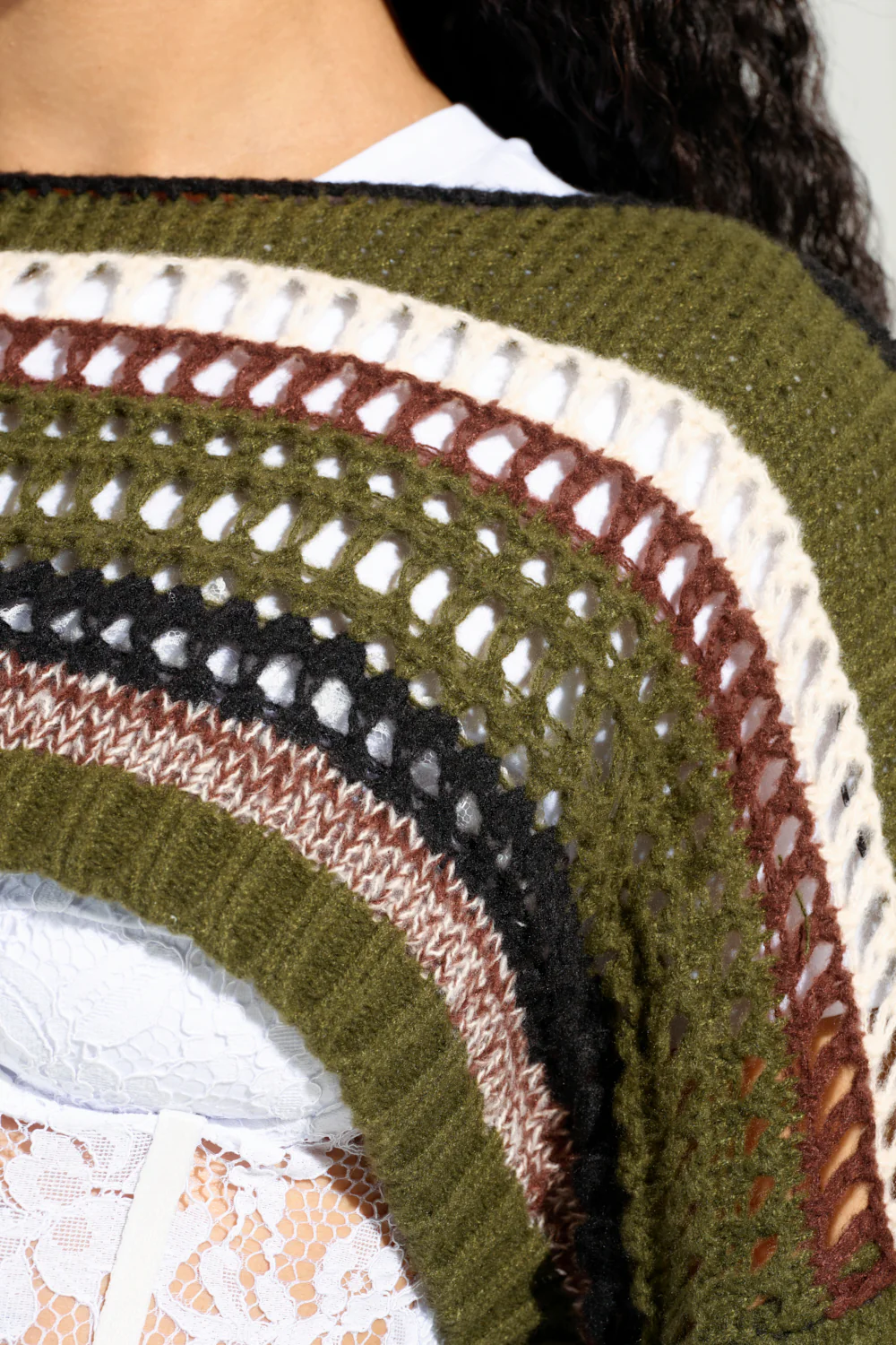 LATE AT NIGHT CROPPED SWEATER IN OLIVE - Image 7