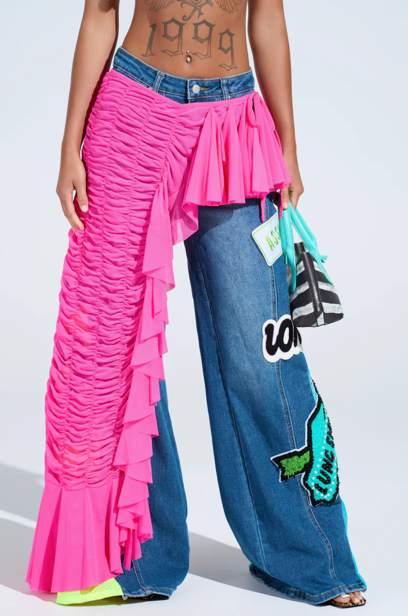 LAYERED UP MESH RUFFLE BELT SKIRT