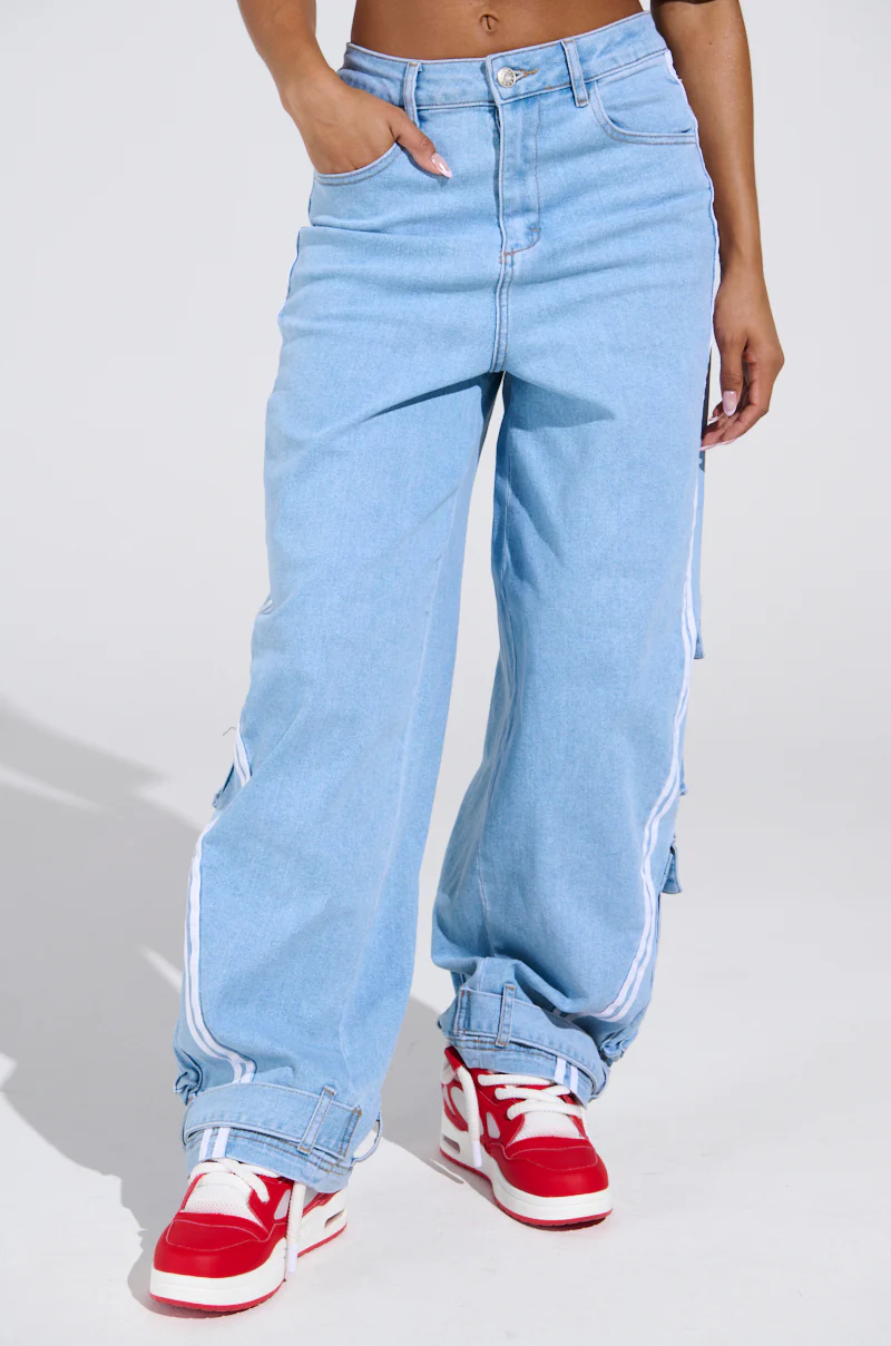 LEAVE IT ON THE TRACK RELAXED LEG DENIM PANTS - Image 2