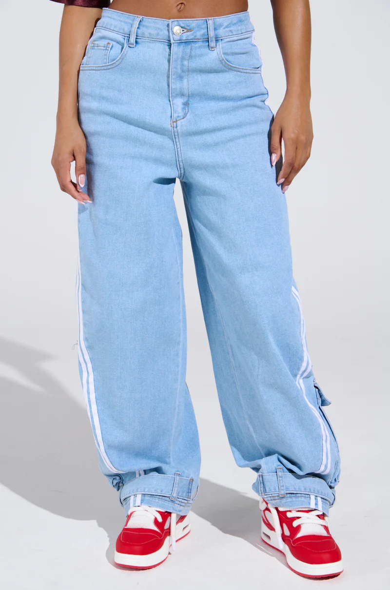 LEAVE IT ON THE TRACK RELAXED LEG DENIM PANTS - Image 3
