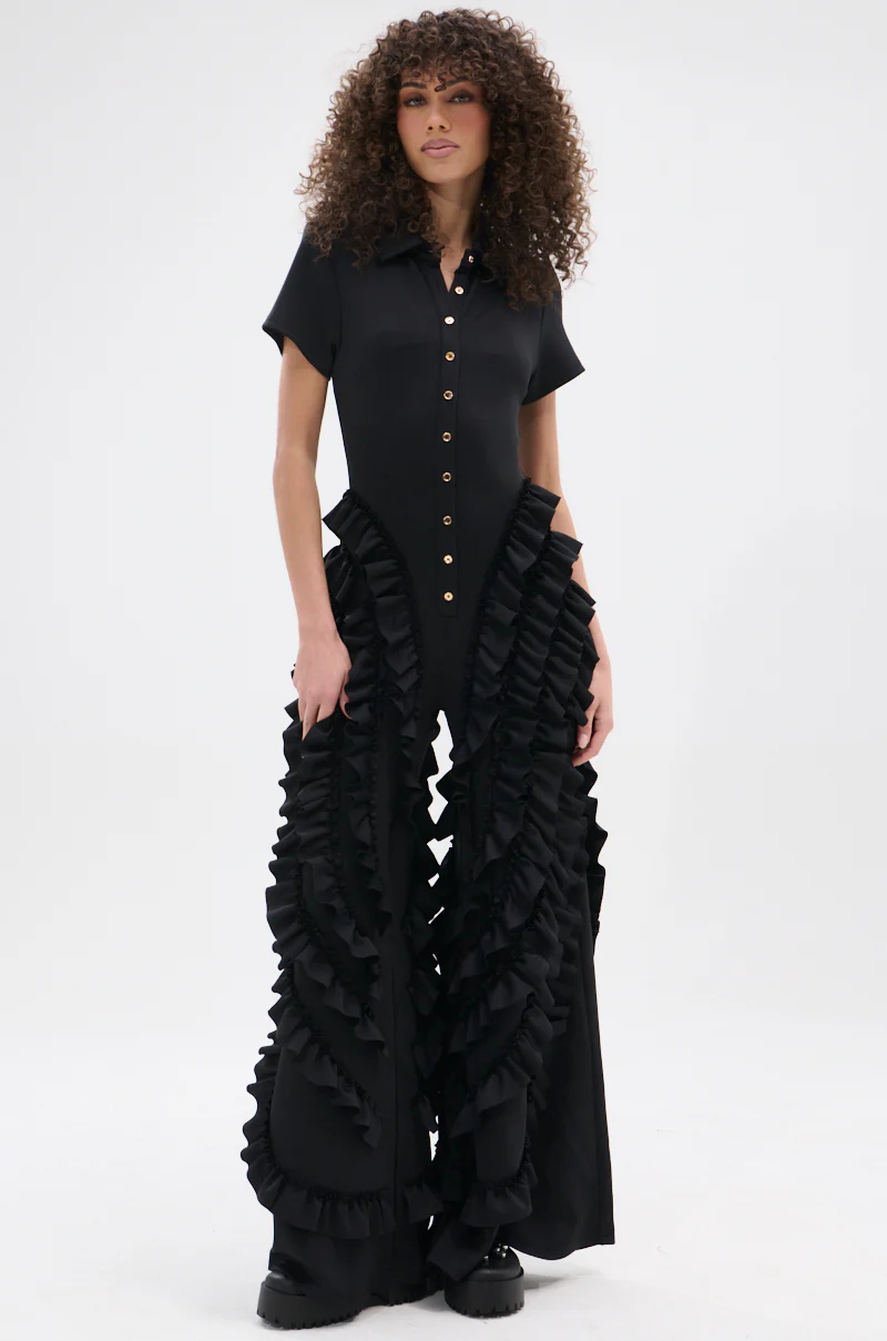LEAVE IT RUFFLED JUMPSUIT IN BLACK - Image 2