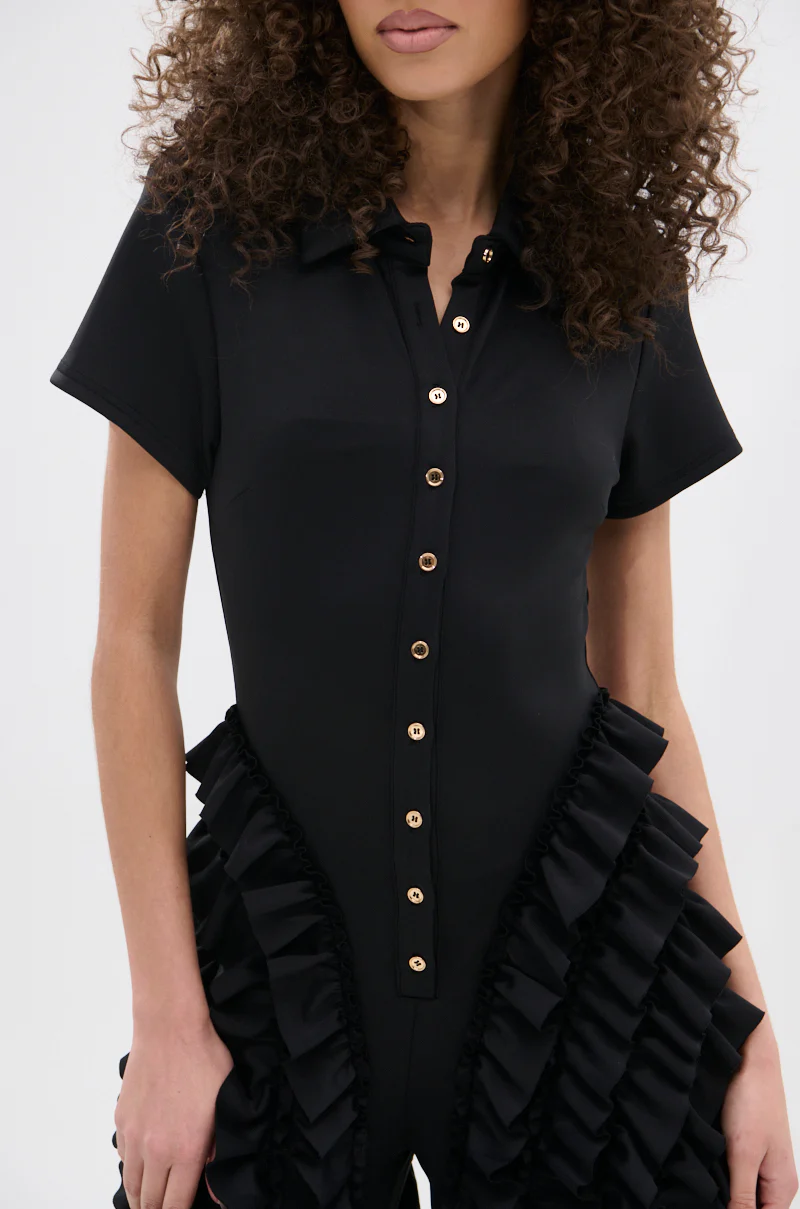 LEAVE IT RUFFLED JUMPSUIT IN BLACK - Image 6