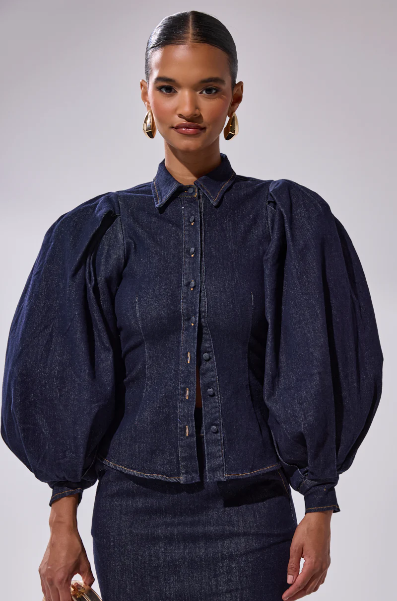 LET'S CHANGE IT UP DENIM BLOUSE