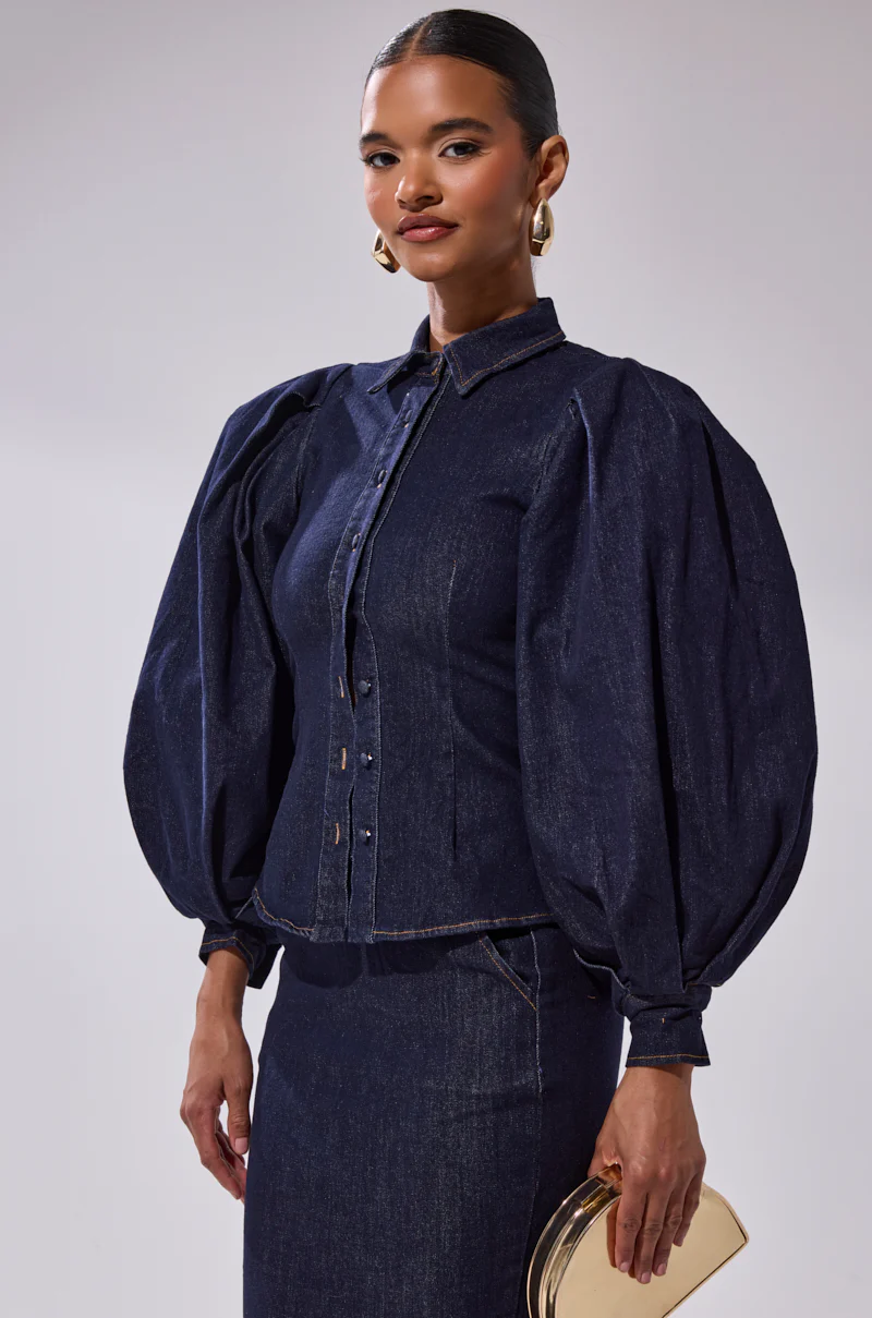 LET'S CHANGE IT UP DENIM BLOUSE - Image 2