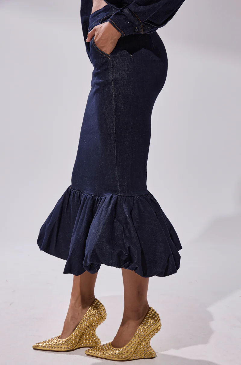 LET'S CHANGE IT UP DENIM MIDI SKIRT - Image 5
