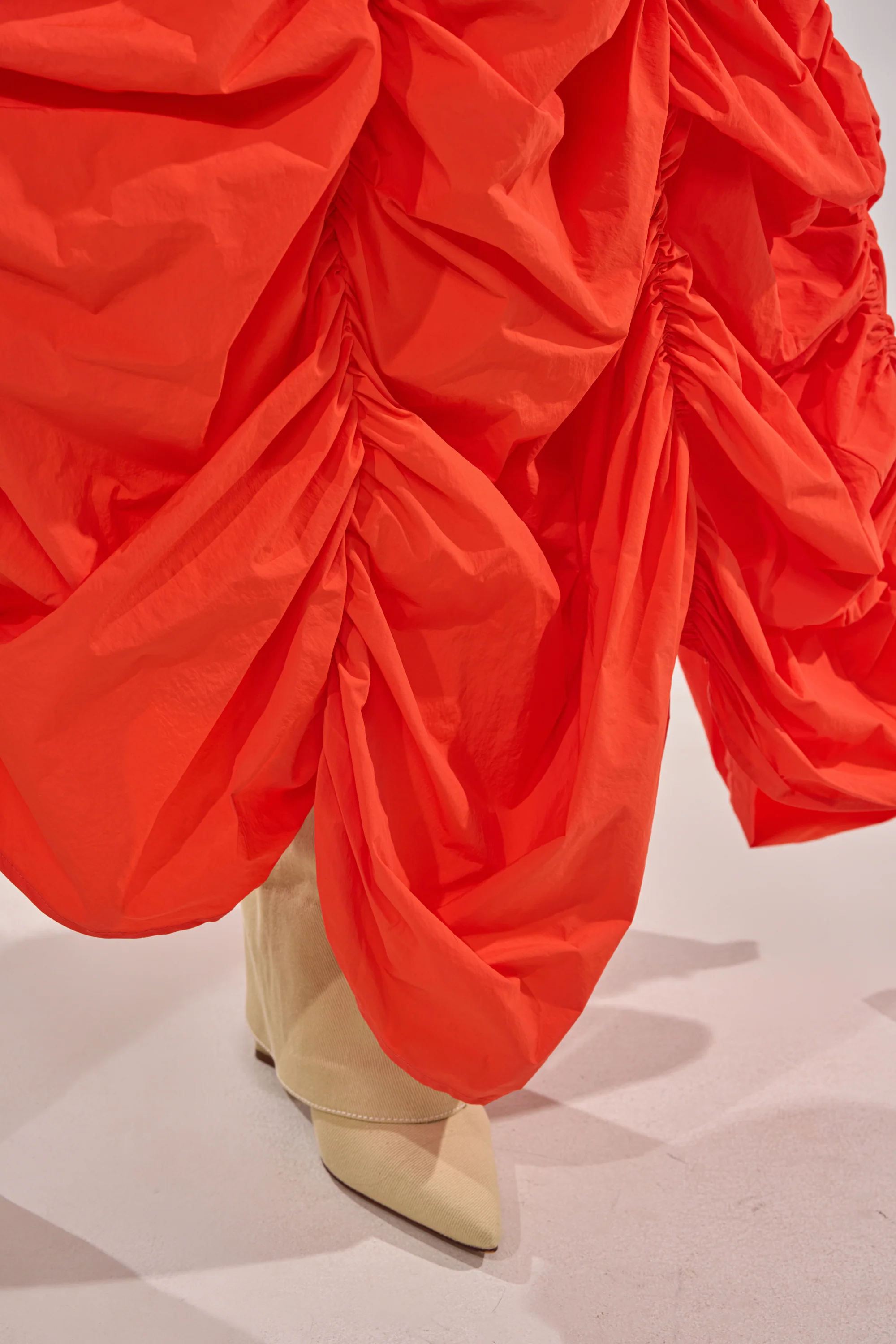 LETS CHANGE IT UP RUCHED MIDI SKIRT IN ORANGE - Image 8