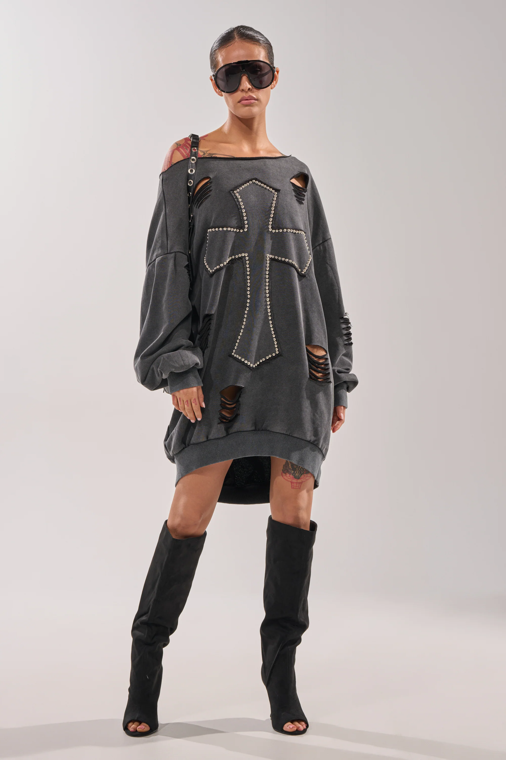 LEX STUDDED MINI SWEATSHIRT DRESS - Image 8