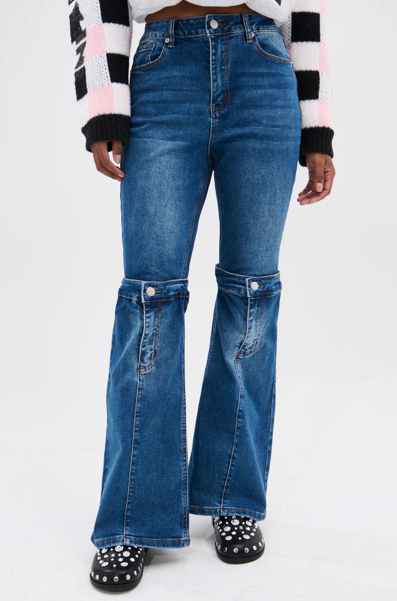 LIE TO ME EXPOSED KNEE DENIM JEANS - Image 2