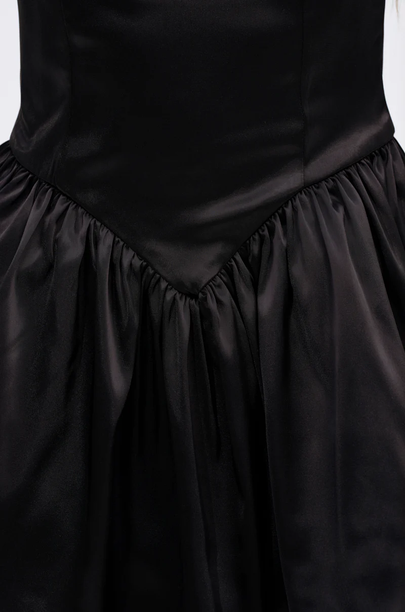 LIKE DAYLIGHT SATIN MINI DRESS IN BLACK - Image 10