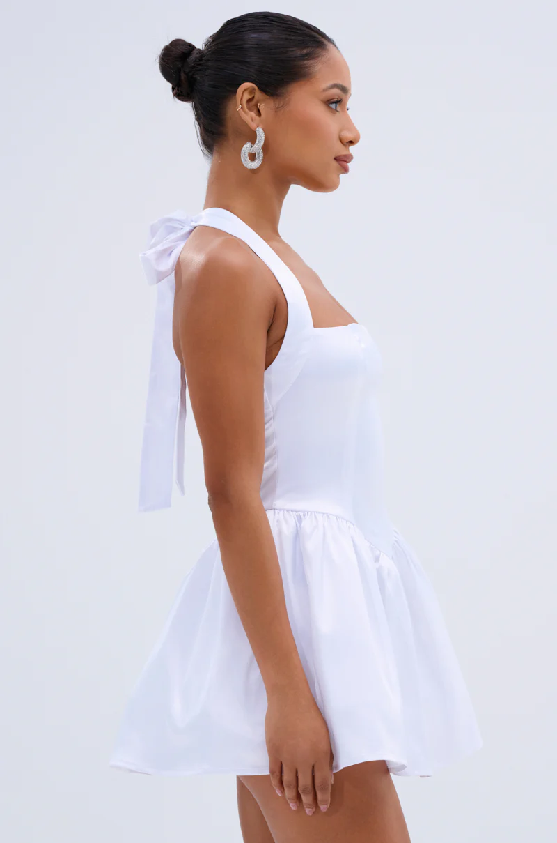LIKE DAYLIGHT SATIN MINI DRESS IN WHITE - Image 3