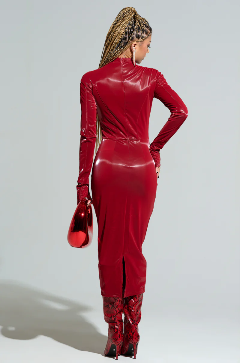LIKE LIQUID FAUX LEATHER MIDI DRESS - Image 5