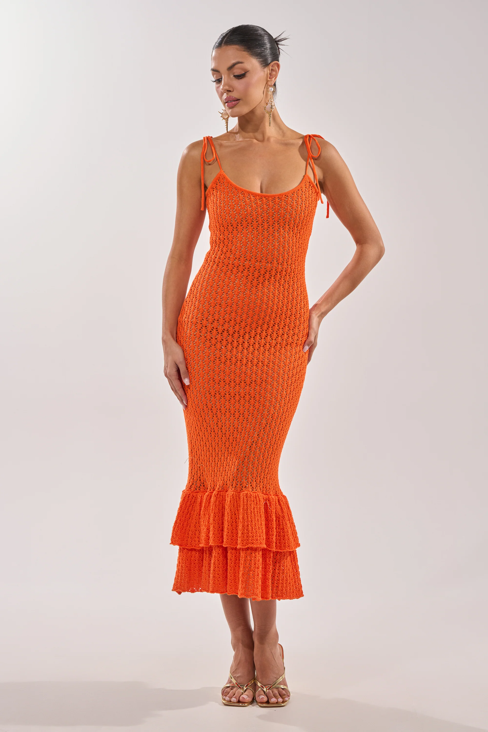 LINSEY MAXI KNIT DRESS IN ORANGE - Image 2