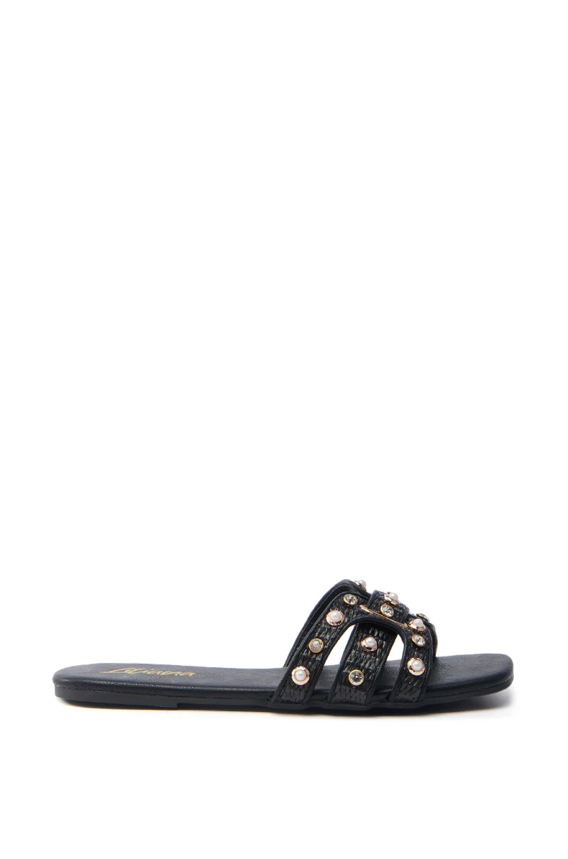 LISA BLACK EMBELLISHED SLIP ON SANDAL - Image 4