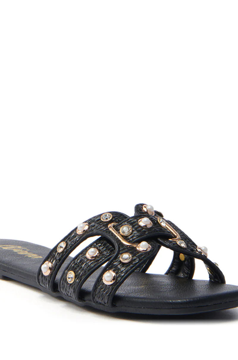 LISA BLACK EMBELLISHED SLIP ON SANDAL - Image 7
