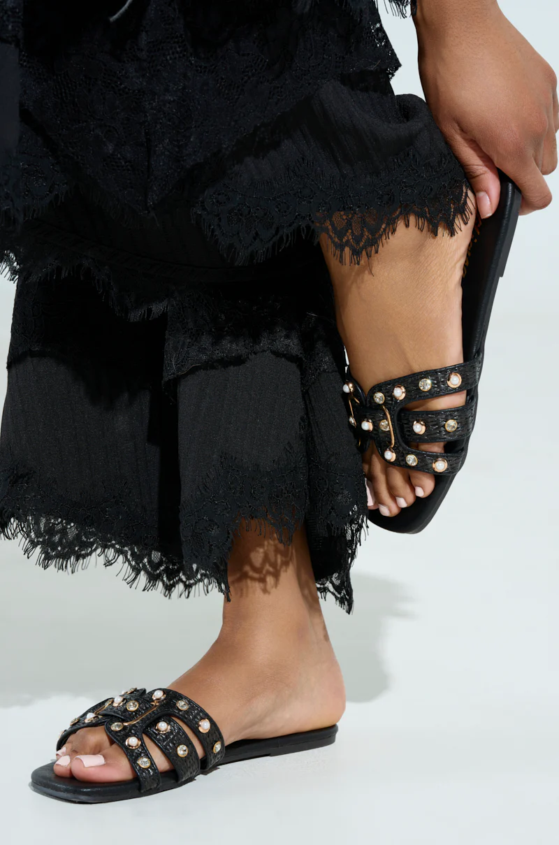 LISA BLACK EMBELLISHED SLIP ON SANDAL - Image 8