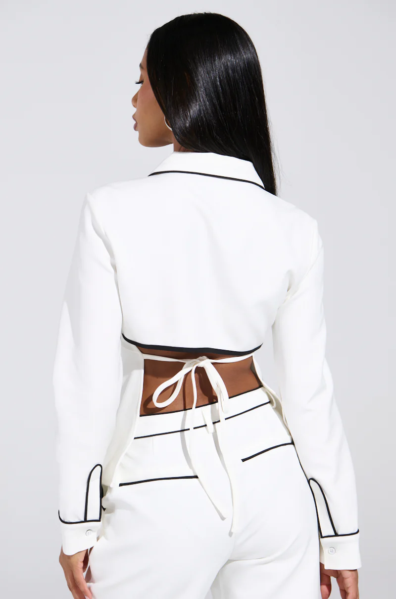 LISA WOVEN PIPED BUTTON UP - Image 4