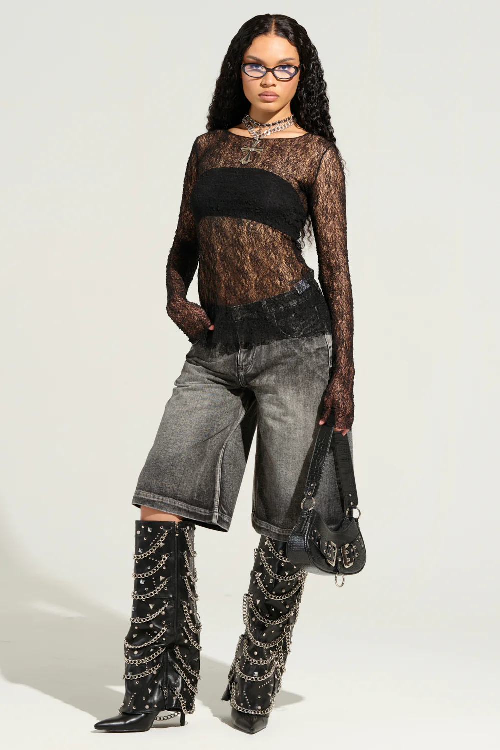 LITERAL PERFECTION BLACK DENIM BERMUDA SHORTS - Image 10
