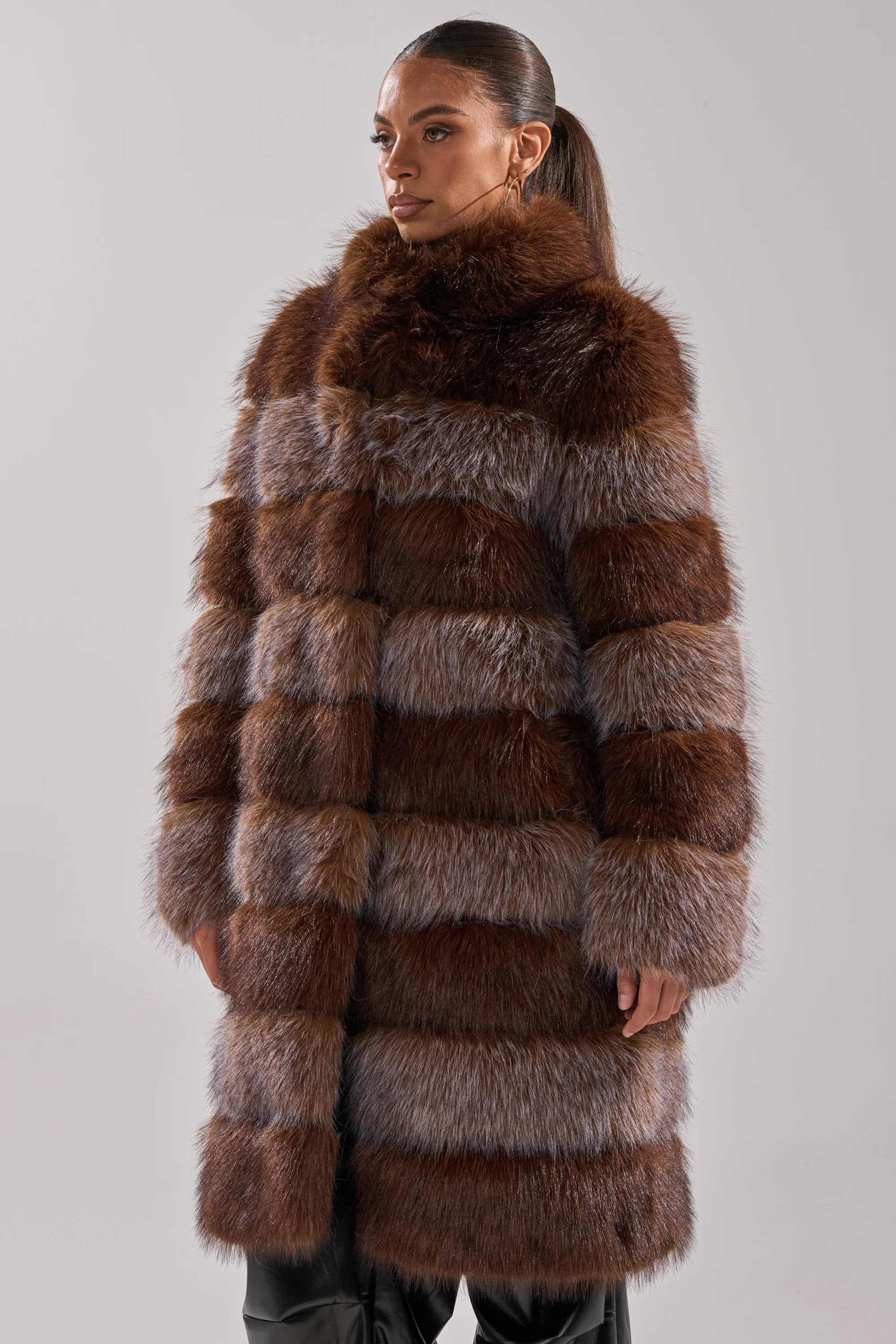 LITTLE BIT OF SPICE PANELED FAUX FUR COAT - Image 4