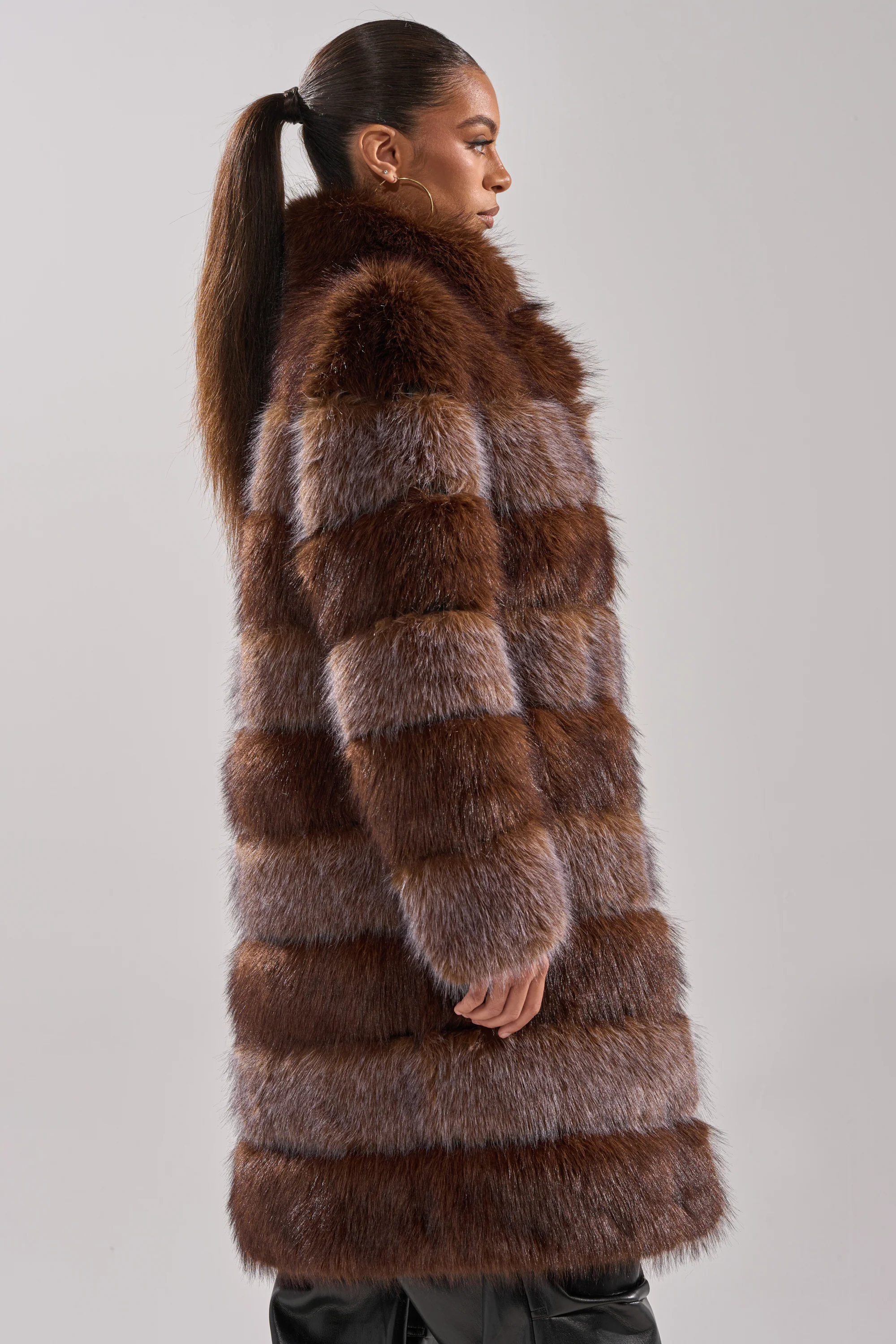 LITTLE BIT OF SPICE PANELED FAUX FUR COAT - Image 5