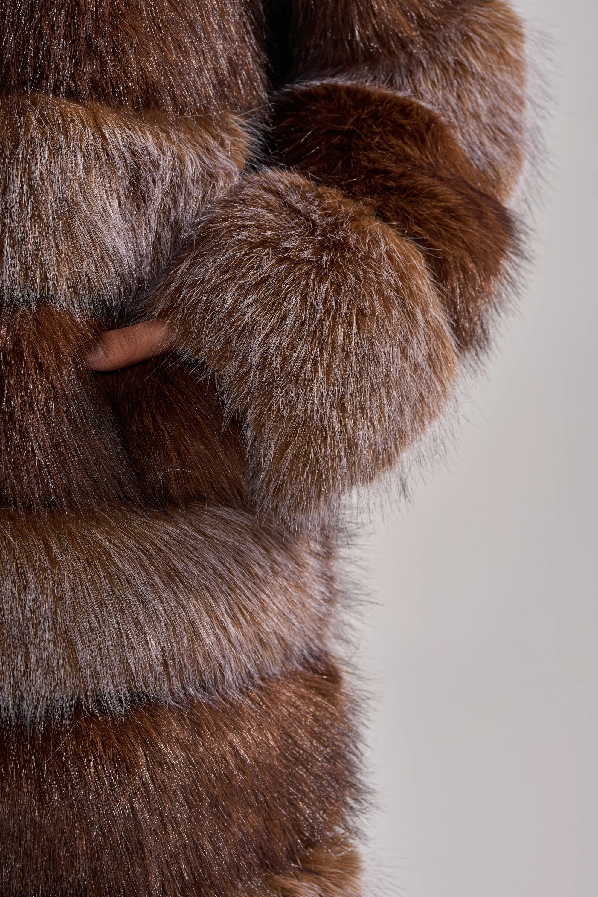 LITTLE BIT OF SPICE PANELED FAUX FUR COAT - Image 9