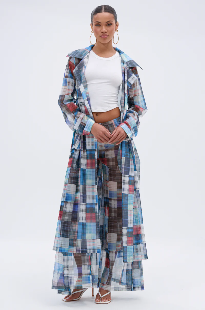 LIVING THE LIFE PLAID MESH PALAZZO PANT - Image 7