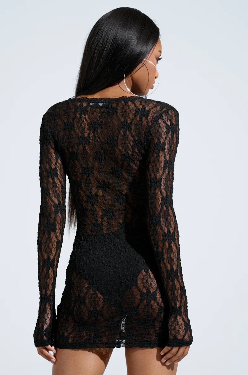 LIZZIE LACE MINI DRESS IN BLACK - Image 5