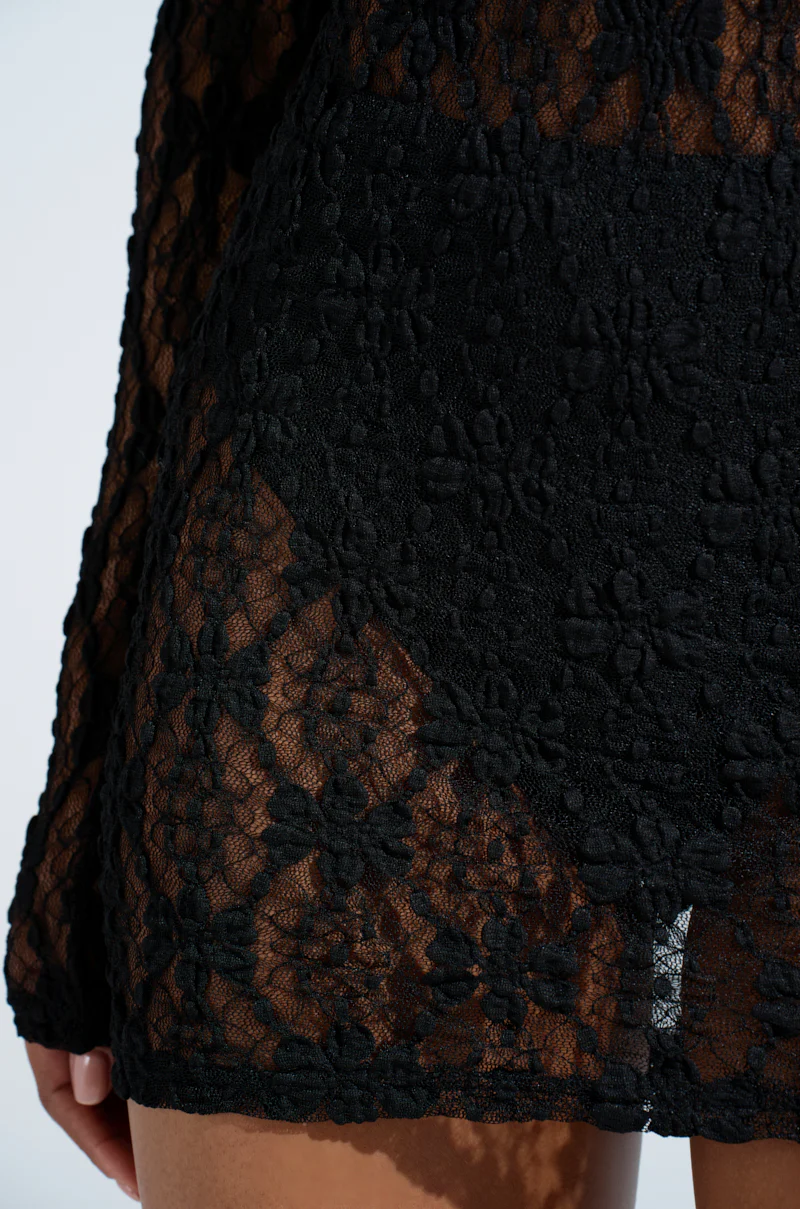 LIZZIE LACE MINI DRESS IN BLACK - Image 9