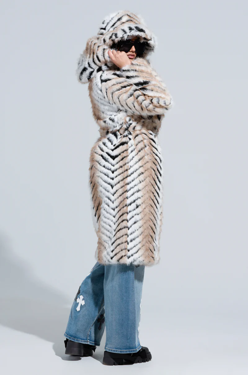 LOLA HOODED FAUX FUR JACKET - Image 2