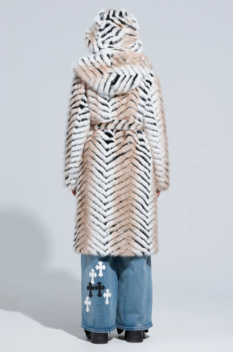 LOLA HOODED FAUX FUR JACKET - Image 9