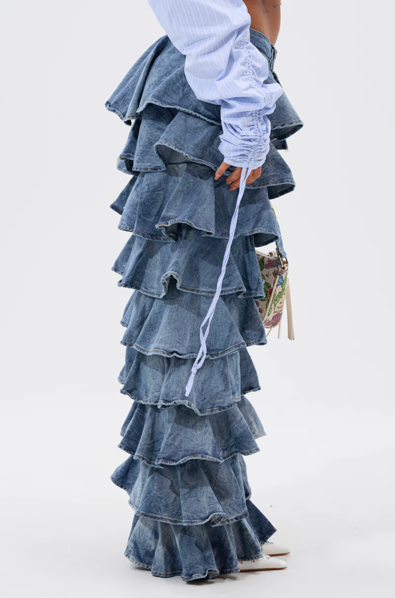 LOOK THIS WAY RUFFLE DENIM PANT - Image 4