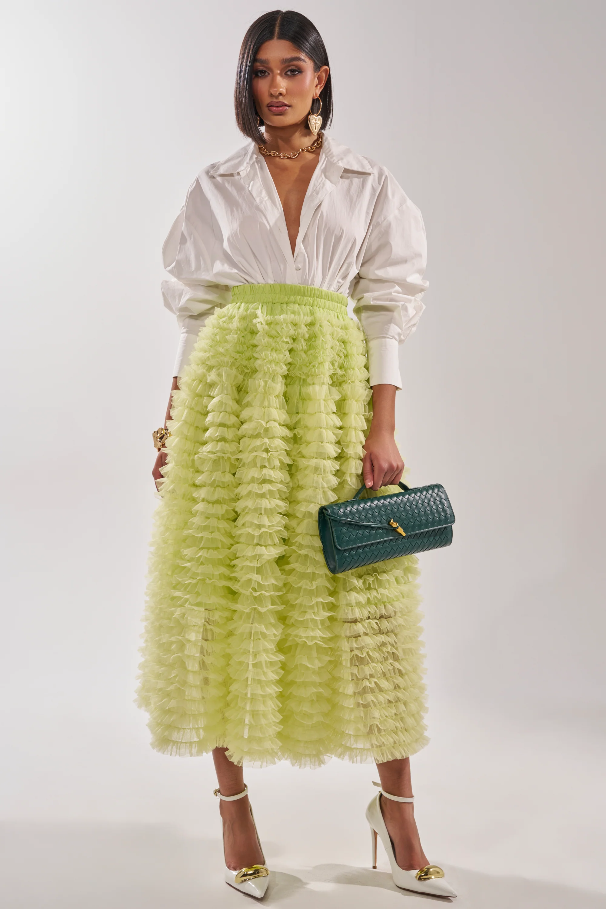 LOVE THE DRAMA MESH MAXI SKIRT
