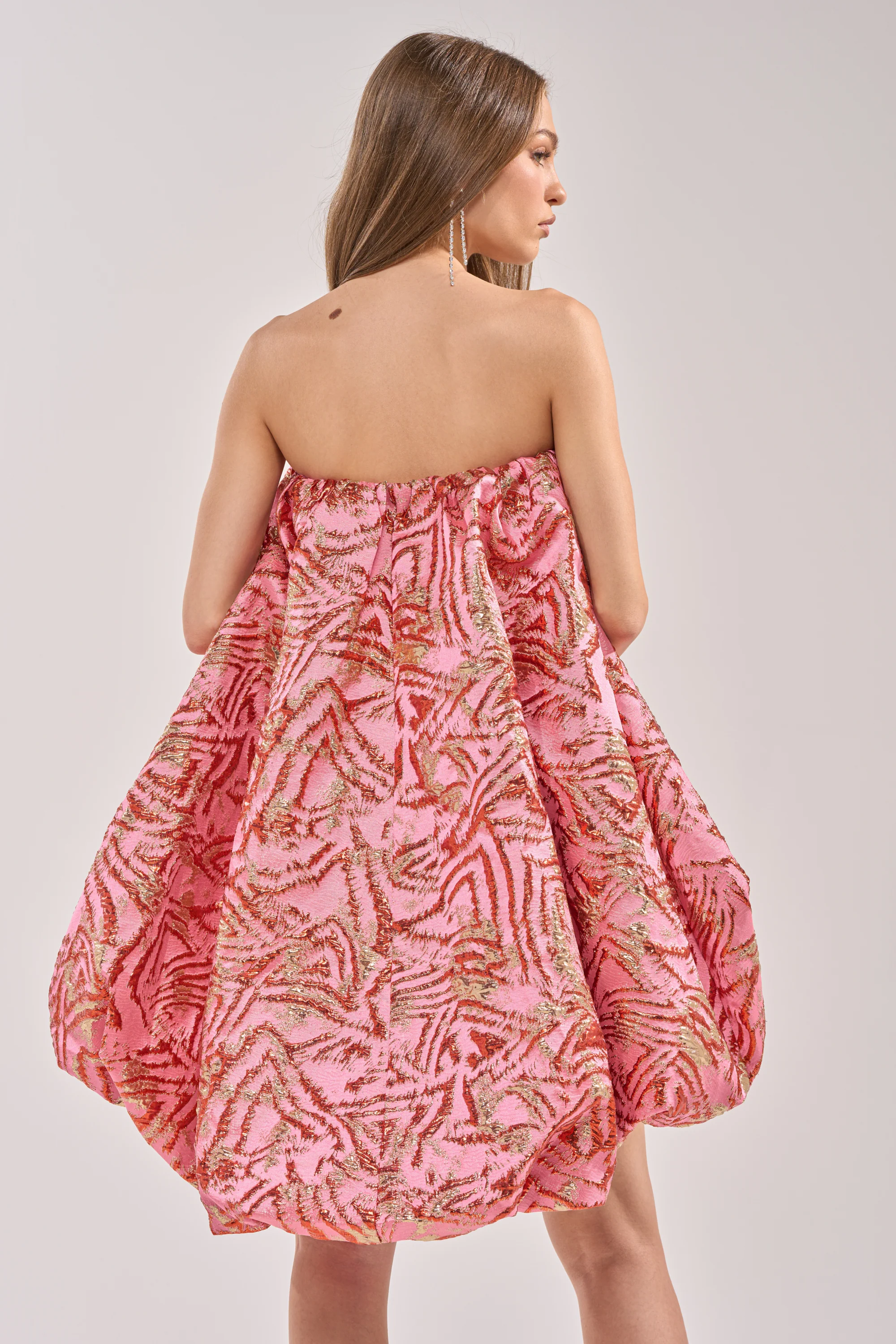 LOVER GIRL BROCADE BUBBLE DRESS IN PINK - Image 6