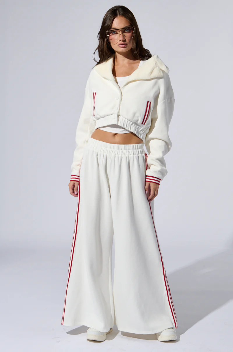 LULA WAFFLE KNIT SPORTY PANTS IN WHITE - Image 7