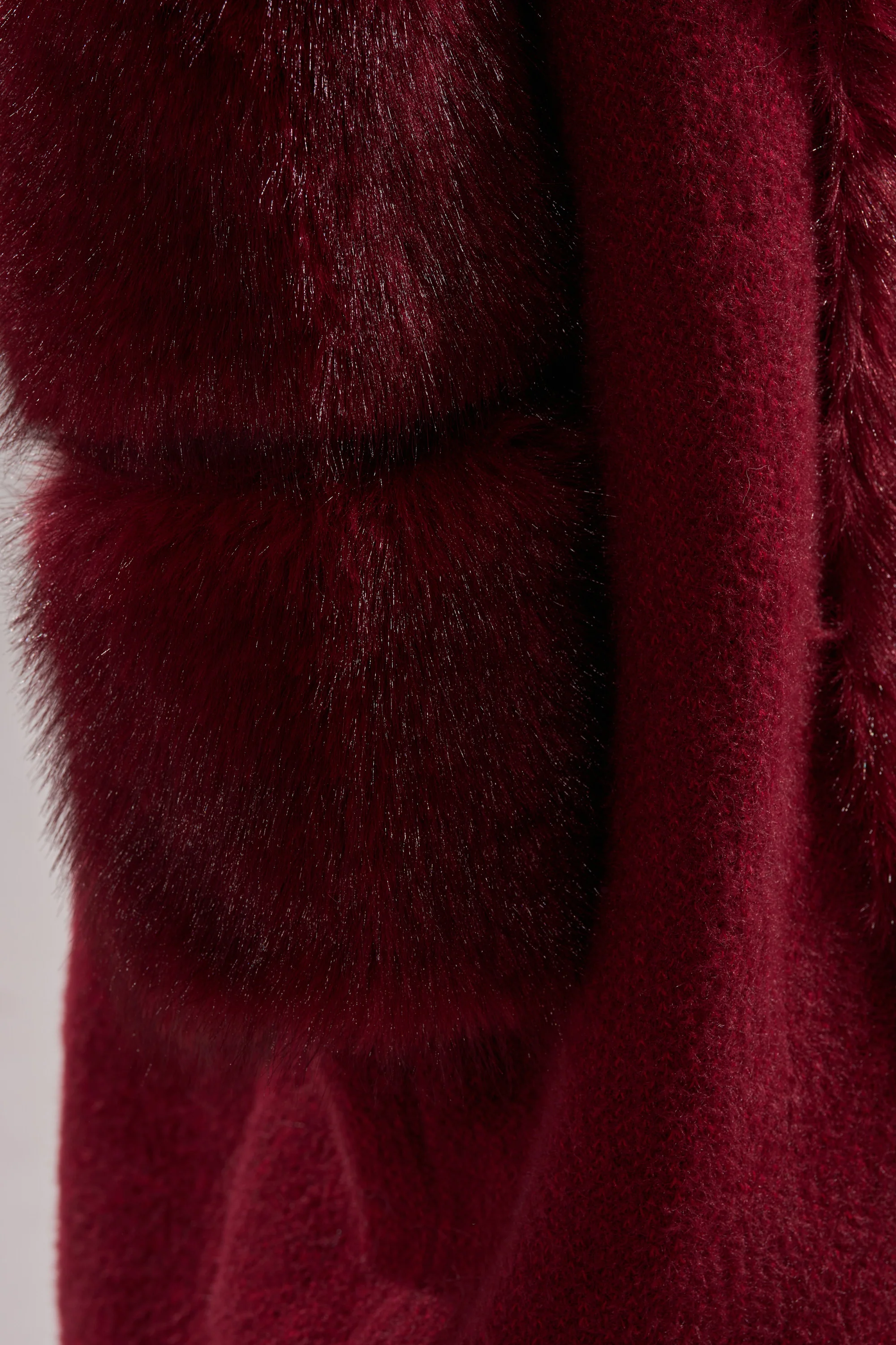 LUXE LIFE FUR CARDIGAN IN BURGUNDY - Image 12