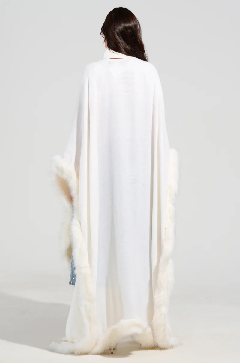 LUXE LIFE FAUX FUR TRIM PONCHO - Image 5