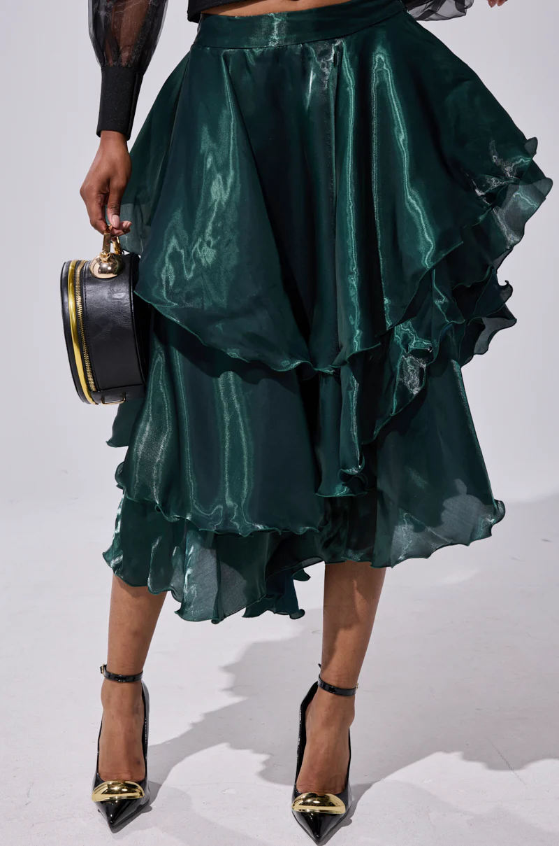 LUXE LIFE SATIN MIDI SKIRT