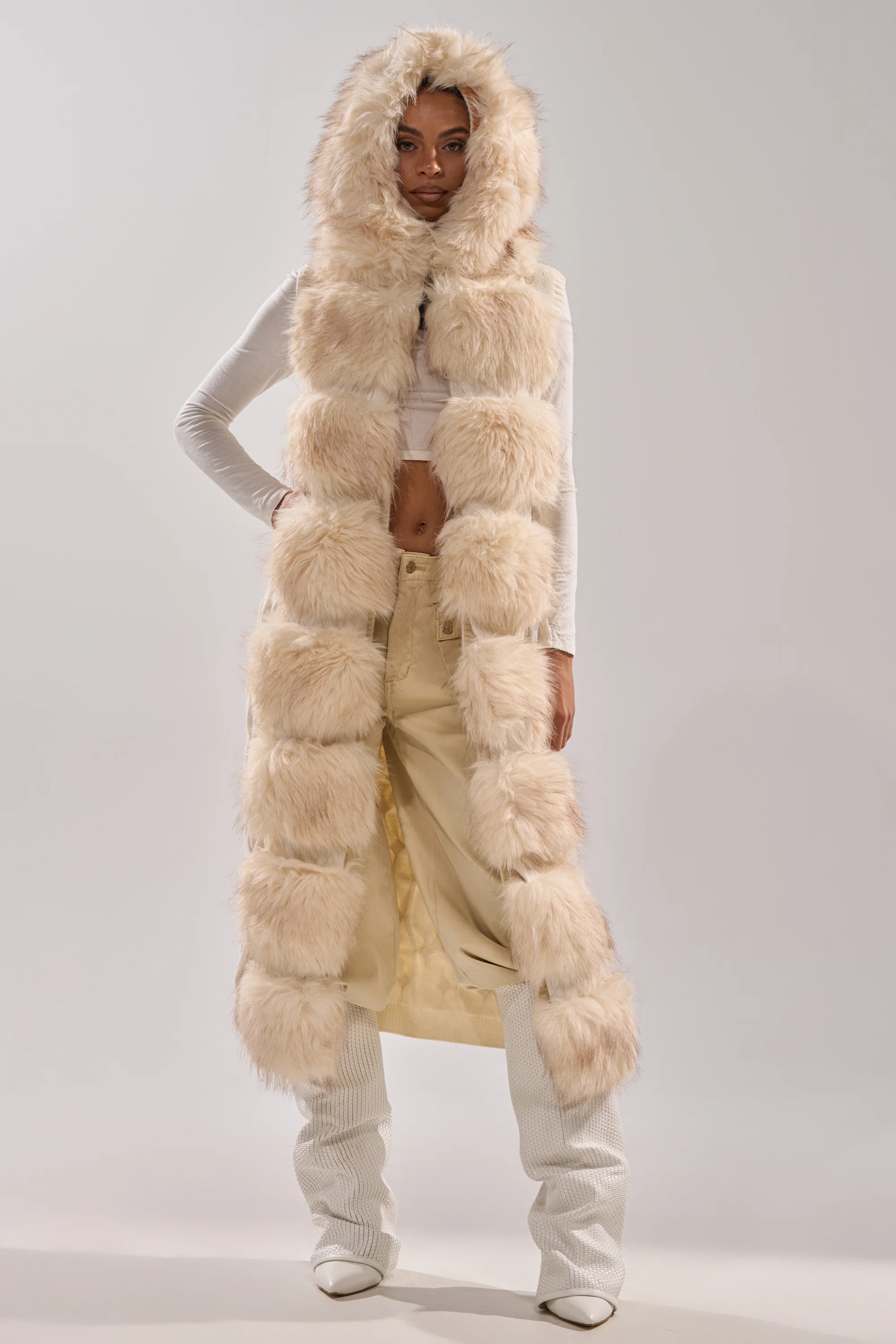 LUXURIOUS FAUX FUR HOODED VEST